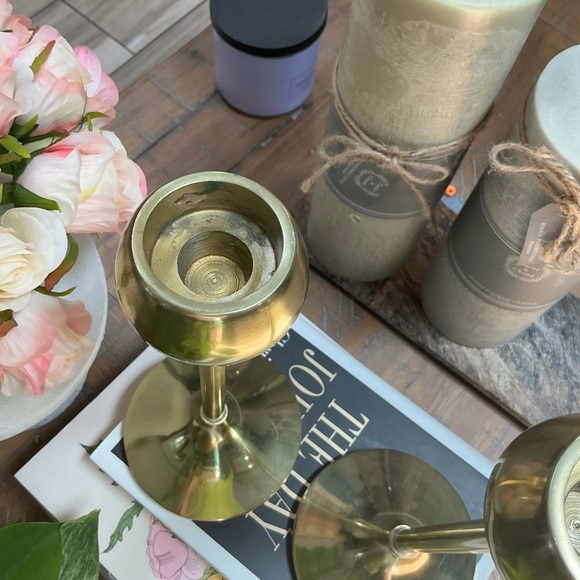 Threshold 11’ Brass Gold Tone Candle Holder Chalice Cup MCM Style - Picture 2 of 11